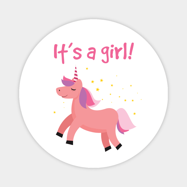 Cute Unicorn - It's A Girl Magnet by smilingnoodles